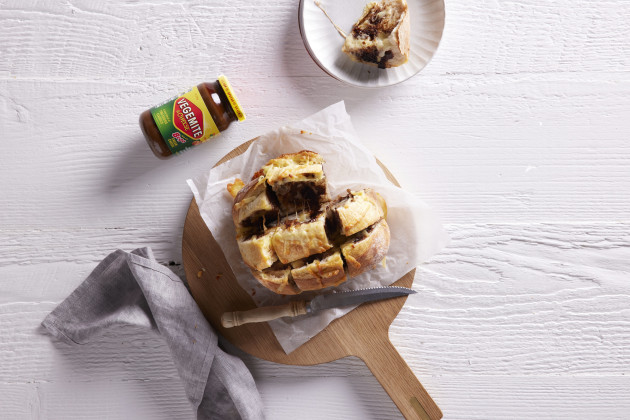 Vegemite is giving its cheesy Vegemite blend Cheesybite a makeover. It&rsquo;s new look and name &ndash; Vegemite & Cheese &ndash; combines the iconic spread with Bega Cream Cheese. (Image source: Bega)