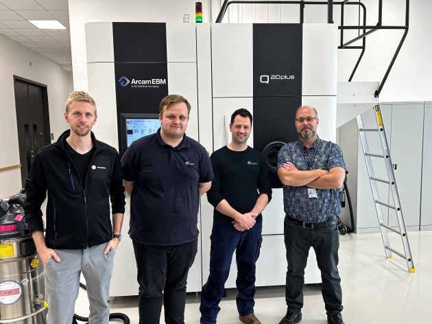 VPG's team in Sweden developing the practical skills to operate and maintain the Arcam EBM 3D printer - Erik Stolt (Senior Field Services Engineer at GE Additive), James Mathison (Technical Offer: Project Engineer at St&auml;rke-AMG), Alex Baricz (Technical Offer: Project Engineer at St&auml;rke-AMG) and Sebastian Hallin (Lean Engineer at GE Additive).
Credit: iLaunch Trailblazer