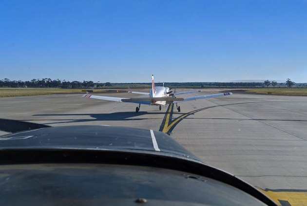 Wedgetail formation at the Juliet holding point for runway 34. (Kerry Gerraty)