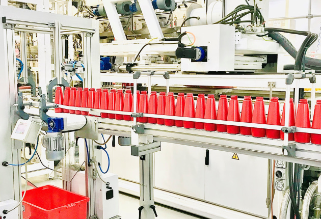Australian packaging converter Wellman Packaging's production line for the award-winning Squeezy Sauce bottle, made from 100% food grade recycled PE.