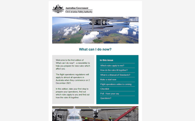 CASA has published the first of its What Can I Do Now newsletters. (CASA)