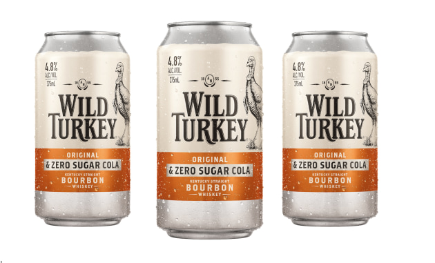 Wild Turkey has released its Kentucky Straight Bourbon as an RTD: Kentucky Straight Original and Zero Sugar Cola.