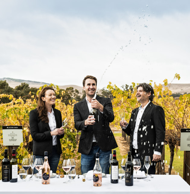 Pernod Ricard's Australian winemakers (left to right) Trina Smith, Dan Swincer and Peter Munro celebrate the company's citation as an Employer of Choice for Gender Equality by the Workplace Gender Equality Agency.