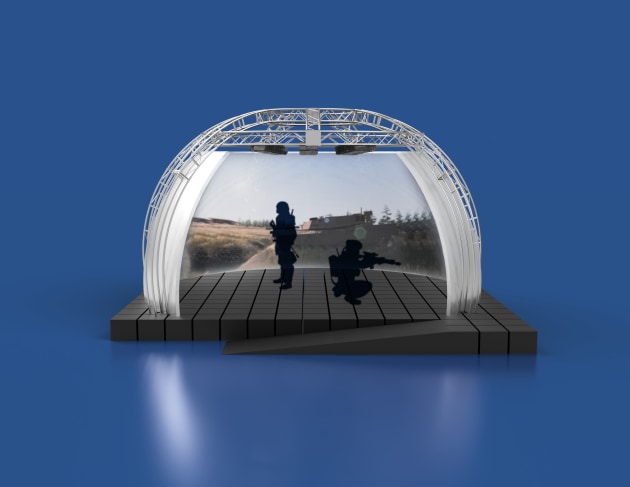 The simulator consists of a 270-degree immersive dome, coupled with visual and audio scene rendering technology expected to deliver highly realistic effects for the human operators. 
Credit: elmTEK