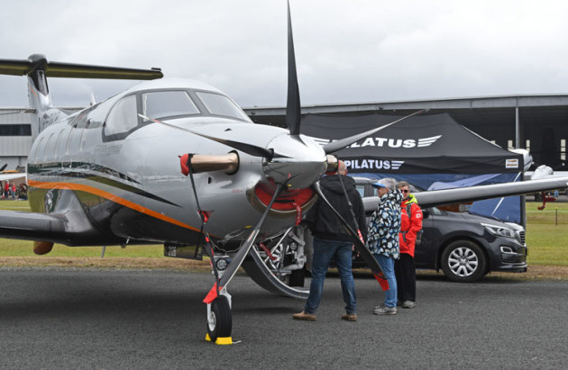 Simon Hackett's new PC-12 NGX was flying the flag for Pilatus. (Steve Hitchen)
