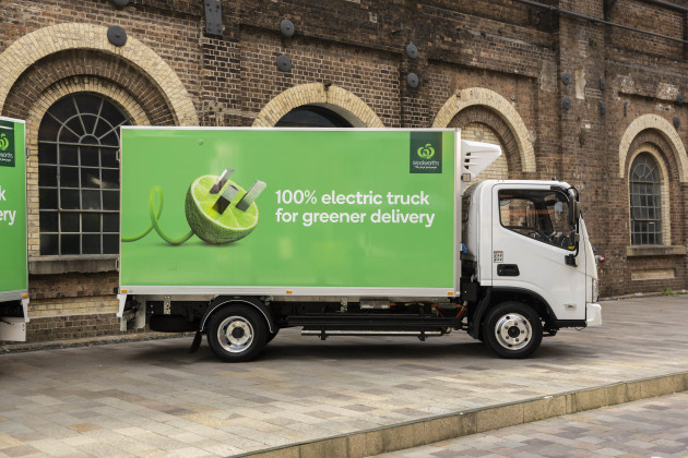 One of the electric home delivery trucks in Woolworth's new fleet.