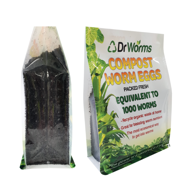 PIDA 2019 Finalist, Domestic & Household Category: OF Packaging  for the Kookaburra Worm Farms flat bottom bag with perforated side gussets.