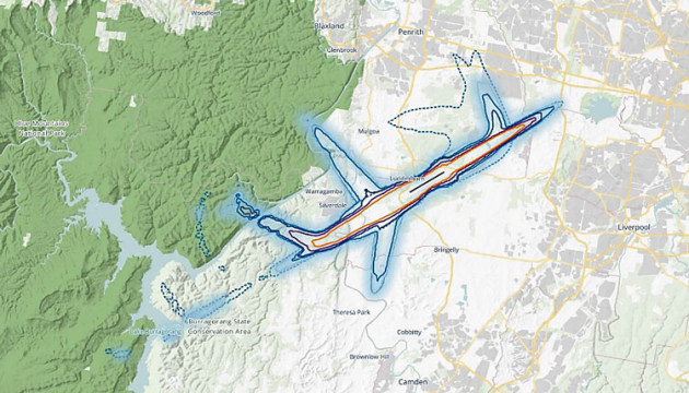 The Western Sydney Airport EIS covered noise impacts over suburban Sydney. (supplied)