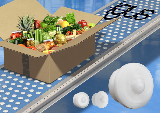 The advanced and lubrication-free igus polymer ball transfer units from Treotham ensure the safe transport of sensitive goods such as food.