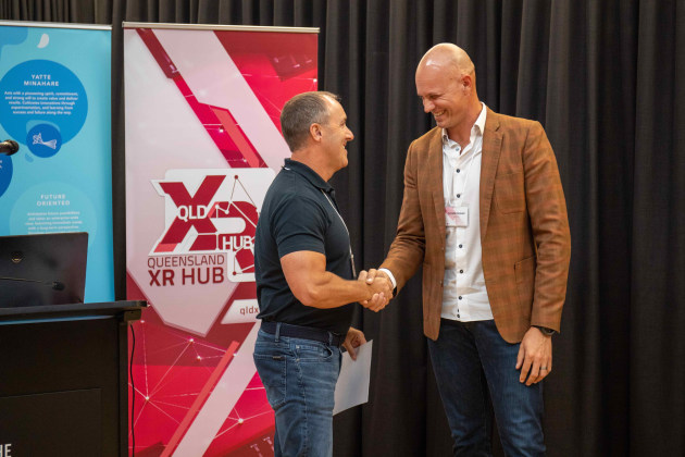 Immersive training experts Nexefy outshone three other virtual and extended reality businesses in a pitch challenge run by drinks company Frucor Suntory and the Queensland government.

L-R: Alan Smith - Chief Supply Chain Officer - Suntory Beverage and Food APAC, Schalk Pienaar - Founder and CEO &ndash; Nexefy, Mark Toomey, Transformation Program Director, Frucor Suntory - Oceania, Paul Woods - Site Operations Director &ndash; Oceania, Craig Tichon - Principal Project Officer - Innovation Hubs - Innovation Engagement and Delivery - Department of Tourism, Innovation and Sport.