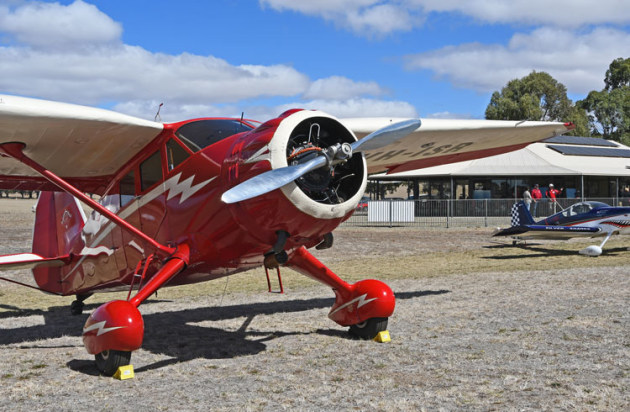 Tim Brownridge's 1937 Stinson Reliant sits in front of the purpose-designed CVFG club rooms. (Steve Hitchen)