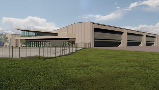 An artists rendering of the new hangars approved for Bankstown Airport. (Aeria Management Group)