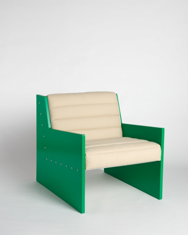 Zachary Frankel, Cloud Chair, 2022, recycled plastic, aluminium, wool, 800 x 730 x 915 mm.
