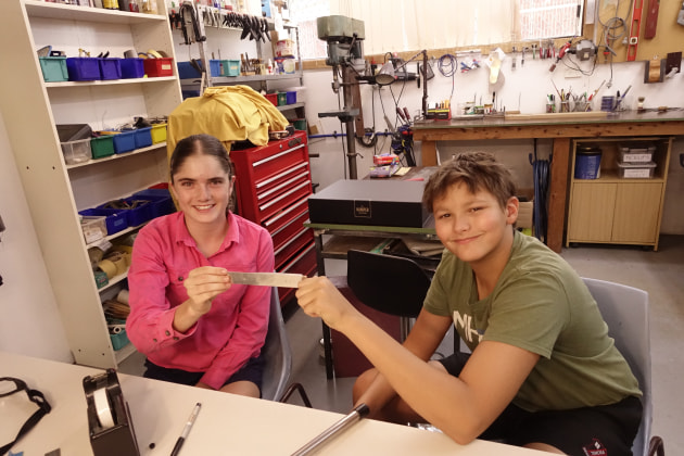 Student engineers Nicholas Garniss and Zephanie Lancaster, both from Temora. (Louise Adams)