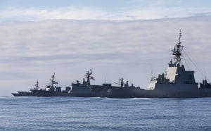 Warships combine off Sydney for multinational training exercise