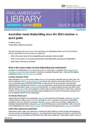 Australian naval shipbuilding since the 2013 election