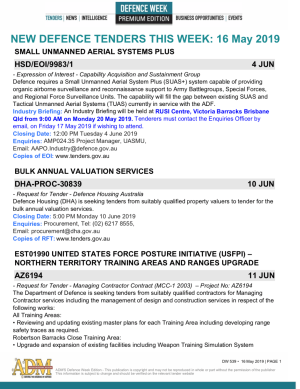 ADM's Defence Week 539 Tenders
