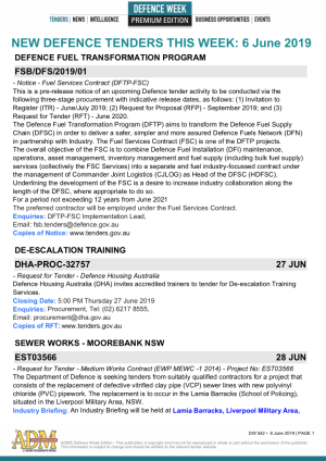 ADM's Defence Week 542 Tenders