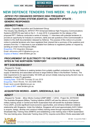 ADM's Defence Week 548 Tenders