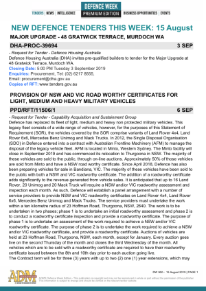 ADM's Defence Week 552 Tenders
