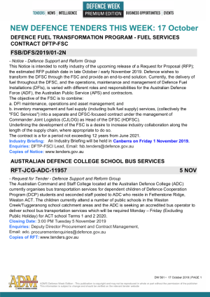ADM's Defence Week 561 Tenders