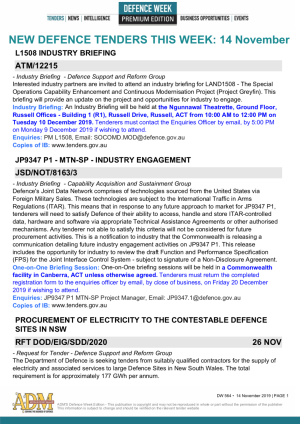 ADM's Defence Week 565 Tenders