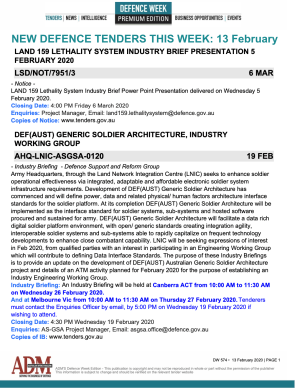 ADM's Defence Week 574 Tenders