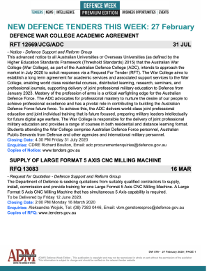 ADM's Defence Week 576 Tenders