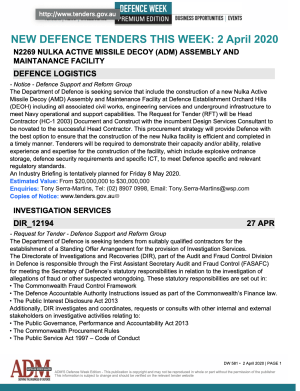 ADM's Defence Week 581 Tenders