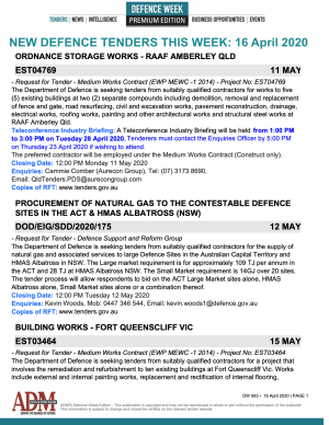 ADM's Defence Week 583 Tenders
