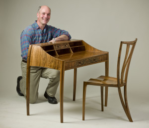 A Walnut Desk and Chair