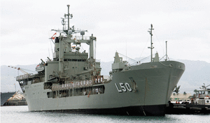 HMAS Tobruk docks for maintenance