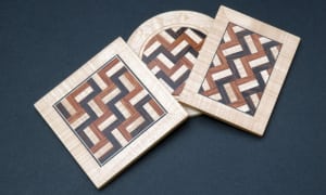 Parquetry Wood Brooches