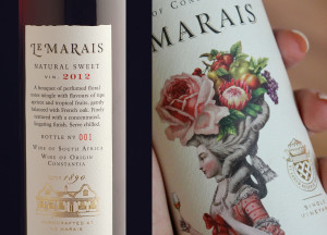 Dessert wine label celebrates "outlandish hair" from 18th century