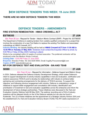 ADM Premium Tenders 19 June 2025