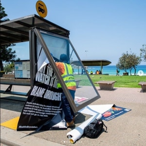 Eco vandals target bus shelter posters