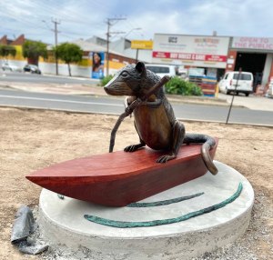 Stolen: 'Old Man Rakali' sculpture torn from streetscape