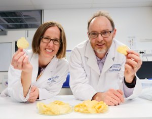 Simulated crunch for low-fat chips