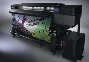 Epson showing signage, dye sub and DTG printers
