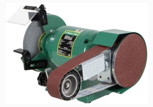 Fast change: bench grinder to linisher