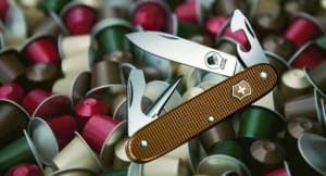 A pocket knife made from coffee capsules