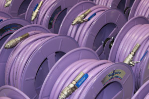 Matching purple hose reels