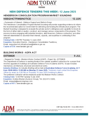 ADM Premium Tenders 12 June 2025