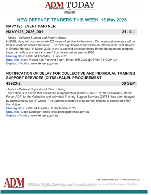 ADM Premium Tenders 15 May 2025