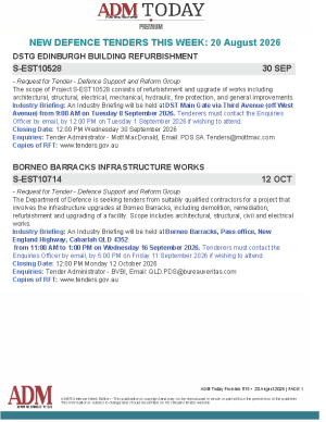 ADM Premium Tenders 20 August 2026