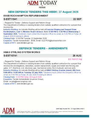 ADM Premium Tenders 27 August 2026