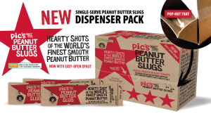 Peanut butter shots use easy-open spout