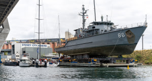 Sydney City Marine docks RAN minehunter