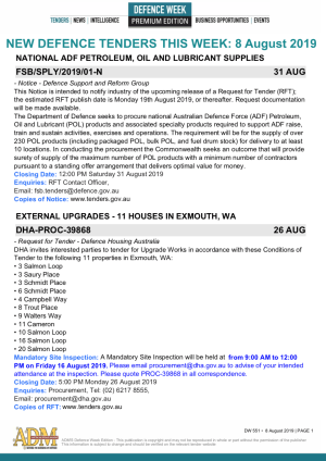 ADM's Defence Week 551 Tenders