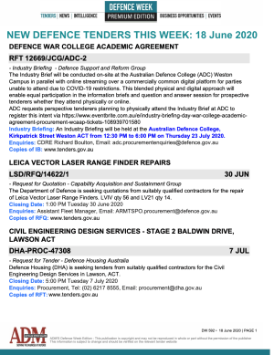ADM's Defence Week 592 Tenders